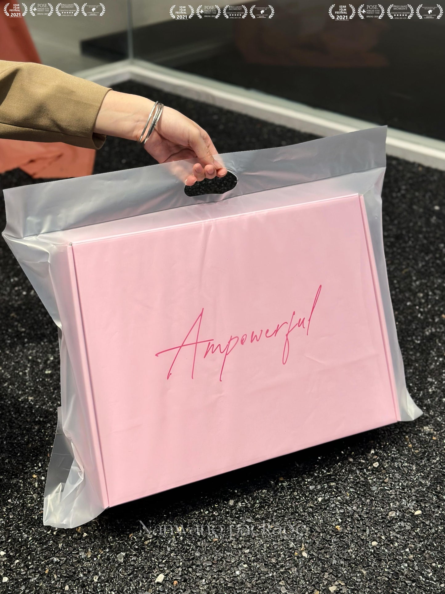 The soft pink packaging design is absolutely adorable and effectively conveys the brand philosophy.