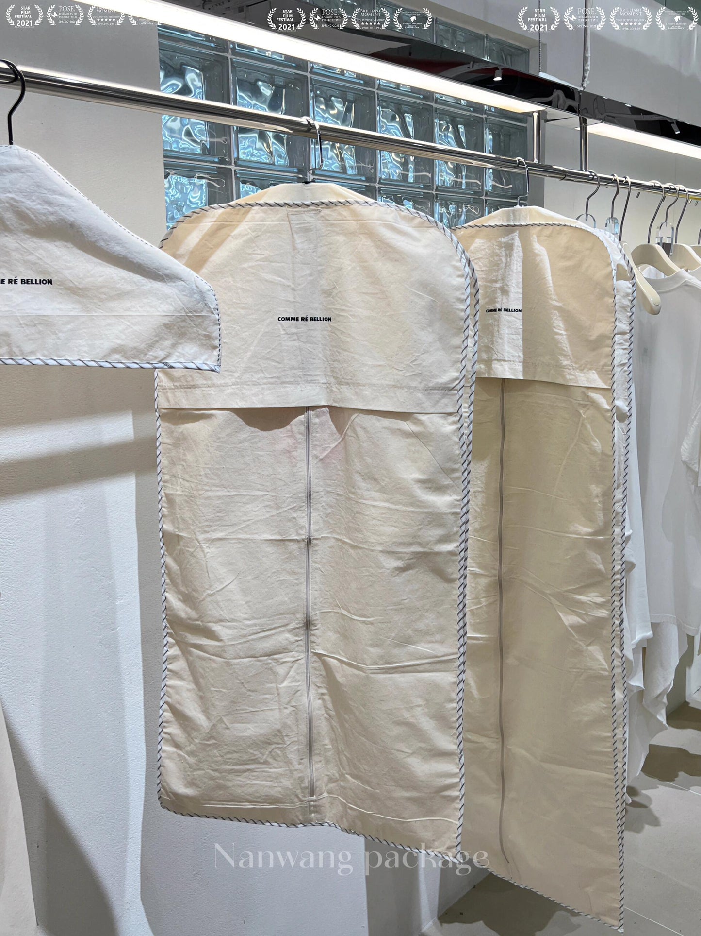 High-end cotton and linen dustproof clothing hanging bag